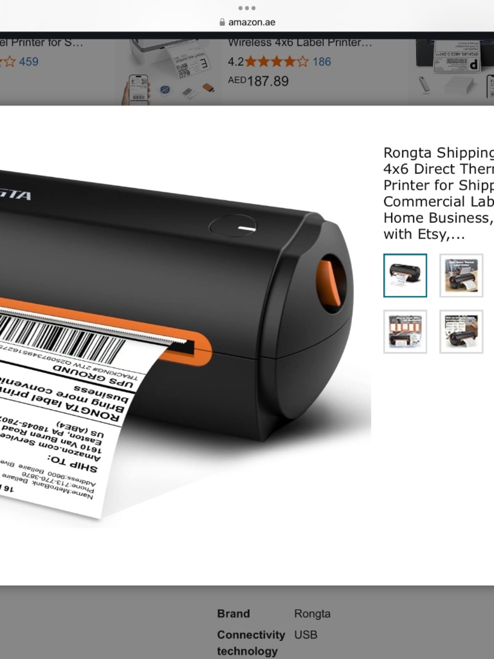 Rongta 4x6 Direct Label Printer. Open Box